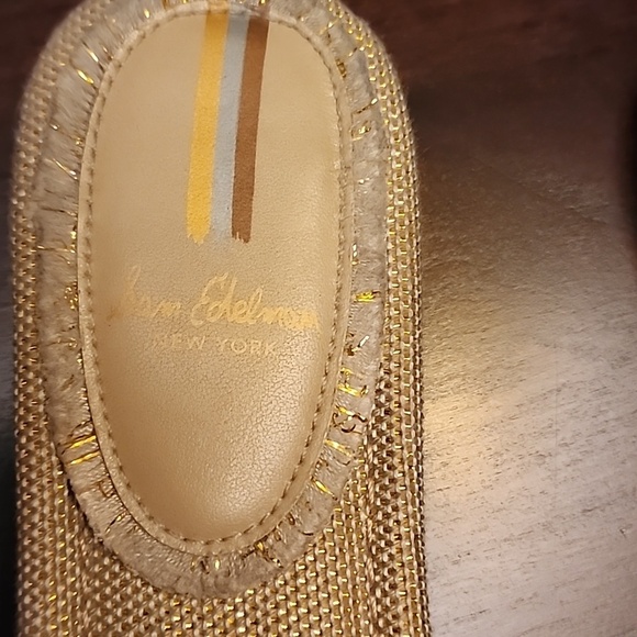 Sam Edelman Gold Sandals H-Style Bay Frey 2 Slip-On sz 9.5 - Picture 2 of 9